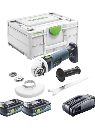 Meuleuse d'angle sur batterie Festool AGC 18-125 EB-Basic 18 V 125 mm sans balais + 2 batteries 4,0 Ah + chargeur rapide + systainer