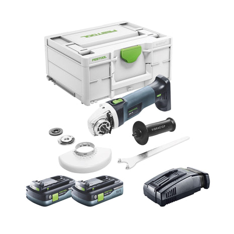 Meuleuse d'angle sur batterie Festool AGC 18-125 EB-Basic 18 V 125 mm sans balais + 2 batteries 4,0 Ah + chargeur rapide + systainer