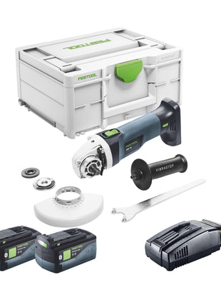 Meuleuse d'angle sur batterie Festool AGC 18-125 EB-Basic 18 V 125 mm sans balais + 2x batteries 5,0 Ah + chargeur rapide + systainer