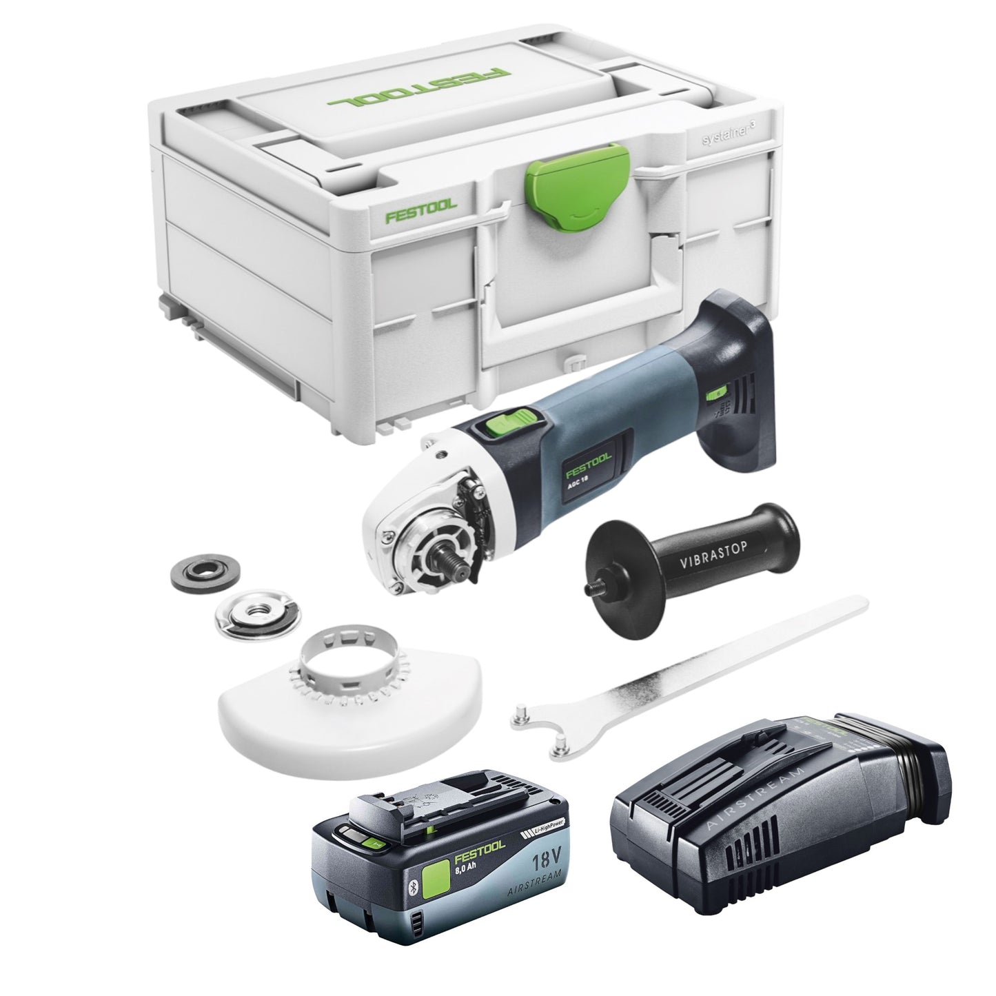 Meuleuse d'angle sur batterie Festool AGC 18-125 EB-Basic 18 V 125 mm sans balais + 1x batterie 8,0 Ah + chargeur rapide + systainer