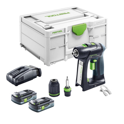 Festool C 18 Basic perceuse-visseuse sans fil 18 V 45 Nm sans balais + 2 batteries 4,0 Ah + chargeur rapide + systainer