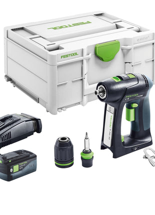 Festool C 18 Basic perceuse-visseuse sans fil 18 V 45 Nm sans balais + 1x batterie 5,0 Ah + chargeur rapide + systainer