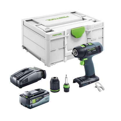 Festool T 18+3 Basic perceuse-visseuse sans fil 18 V 50 Nm sans balais + 1 batterie 8,0 Ah + chargeur rapide + systainer