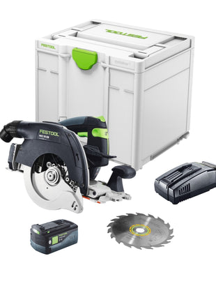 Sierra circular de batería Festool HKC 55 EB-Basic 18 V 160 mm sin escobillas + 1x batería 5,0 Ah + cargador rápido + systainer