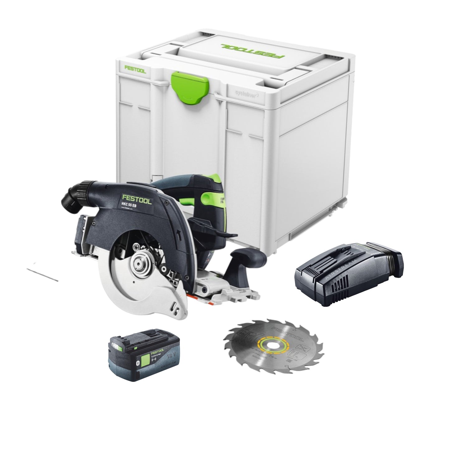 Scie circulaire sur batterie Festool HKC 55 EB-Basic 18 V 160 mm sans balais + 1 batterie 5,0 Ah + chargeur rapide + systainer