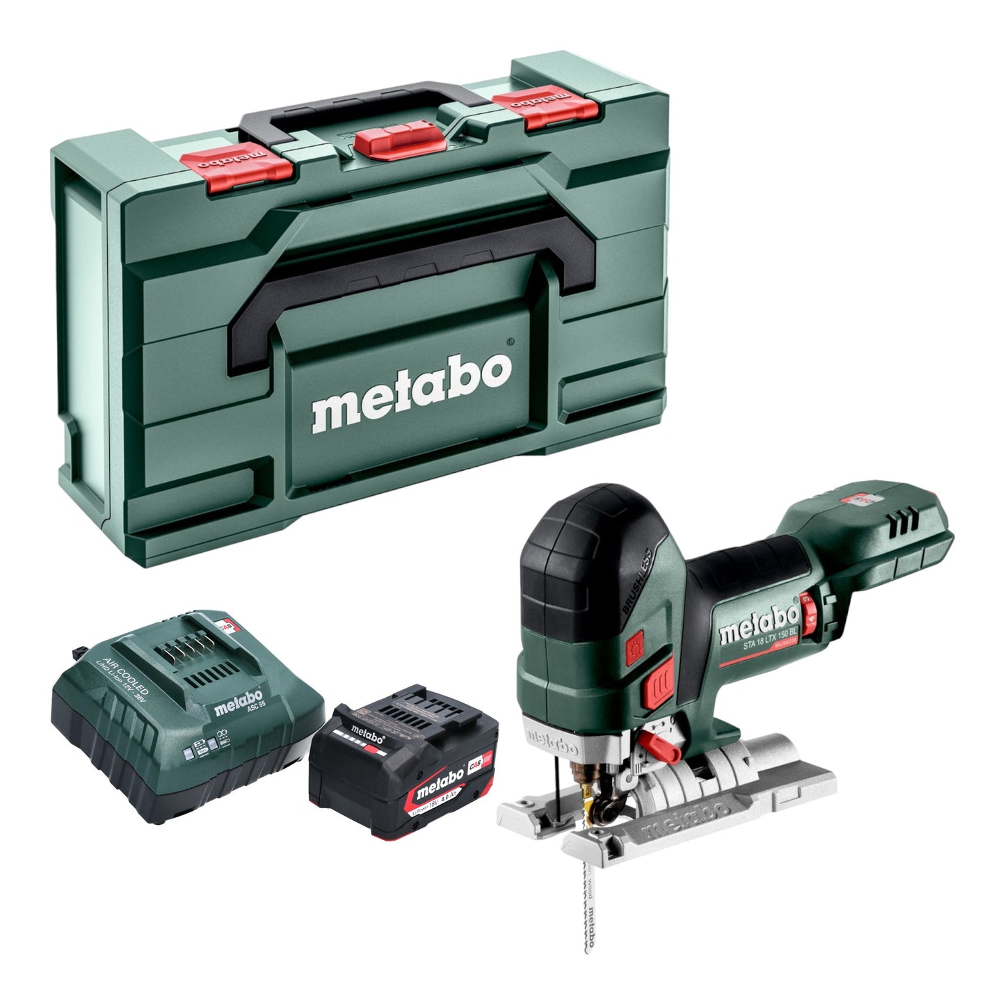 Scie sauteuse à batterie Metabo STA 18 LTX 150 BL 18 V 150 mm sans balais + 1x batterie 4,0 Ah + chargeur + Metabox