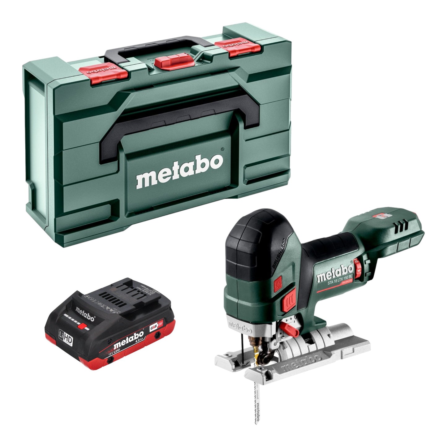 Scie sauteuse à batterie Metabo STA 18 LTX 150 BL 18 V 150 mm sans balais + 1x batterie LiHD 4,0 Ah + Metabox - sans chargeur