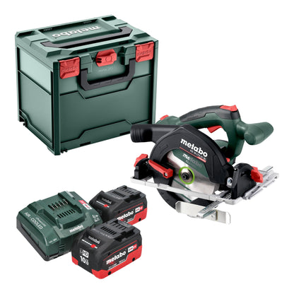 Scie circulaire portative sur batterie Metabo KS 18 LTX 57 BL 18 V 57 mm + 2x batterie LiHD 10,0 Ah + chargeur + Metabox