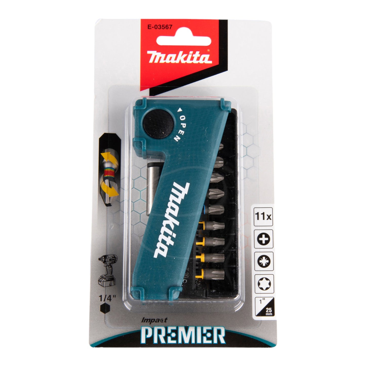 Makita Torsion Bit Set Impact Premier (E-03567) 11 pièces 1/4" pour clé à chocs DTD 171 / 172