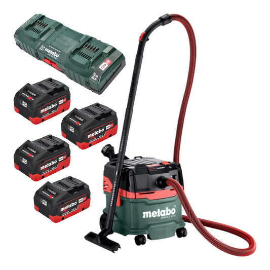 Metabo AS 36 18 L 20 PC batterie aspirateur eau et poussière 36 V (2x 18 V) 20 L + 4x batterie LiHD 8,0 Ah + double chargeur