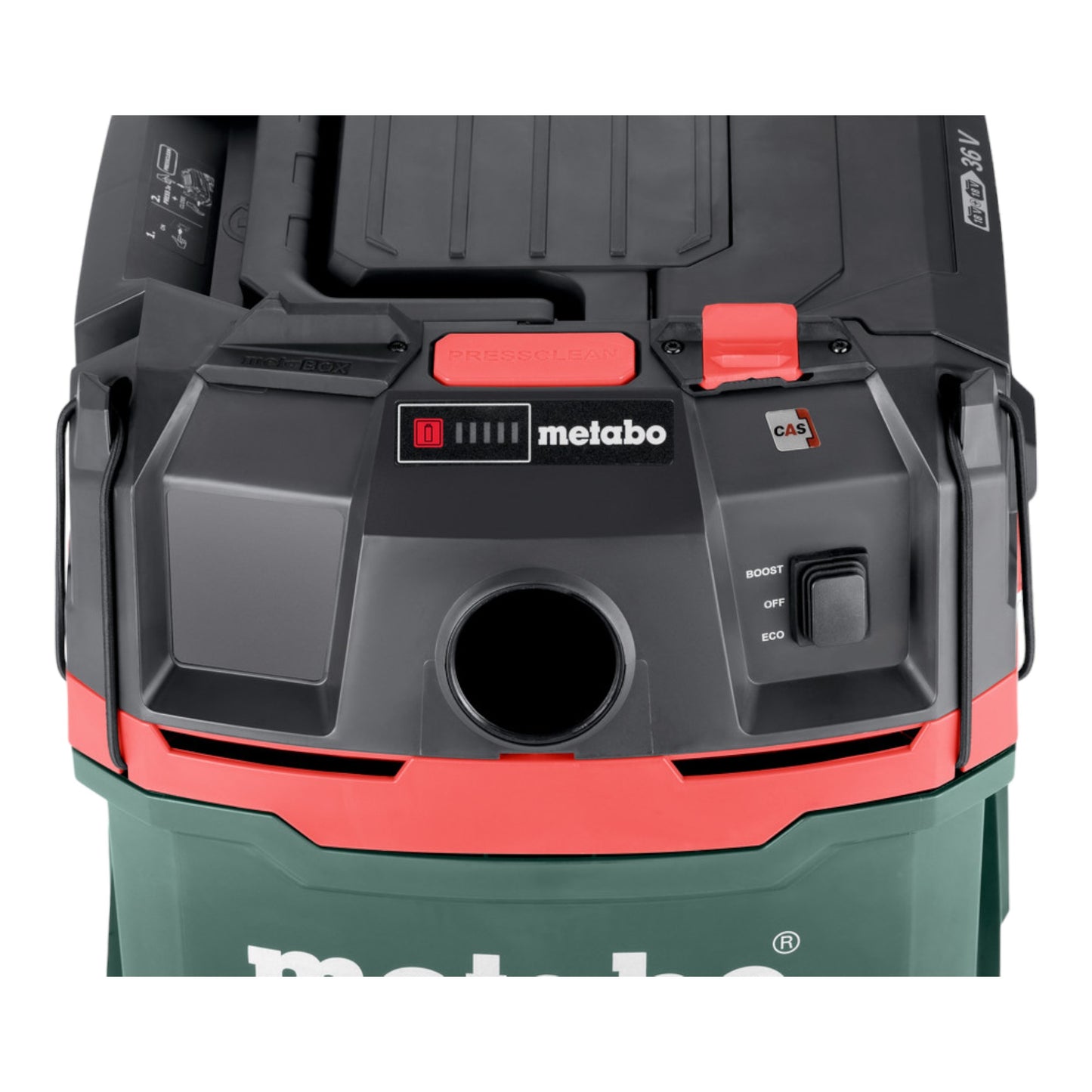 Metabo AS 36 18 L 20 PC batterie aspirateur eau et poussière 36 V (2x 18 V) 20 L + 4x batterie LiHD 8,0 Ah + double chargeur