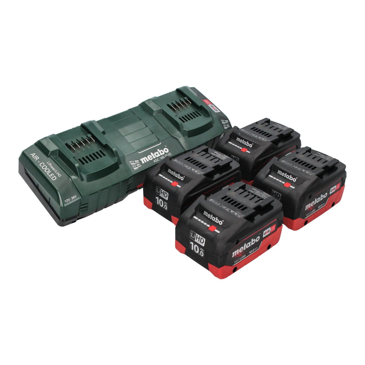 Metabo AS 36 18 L 20 PC Akku Nass Trocken Sauger 36 V ( 2x 18 V ) 20 L + 4x LiHD Akku 10,0 Ah + Doppelladegerät