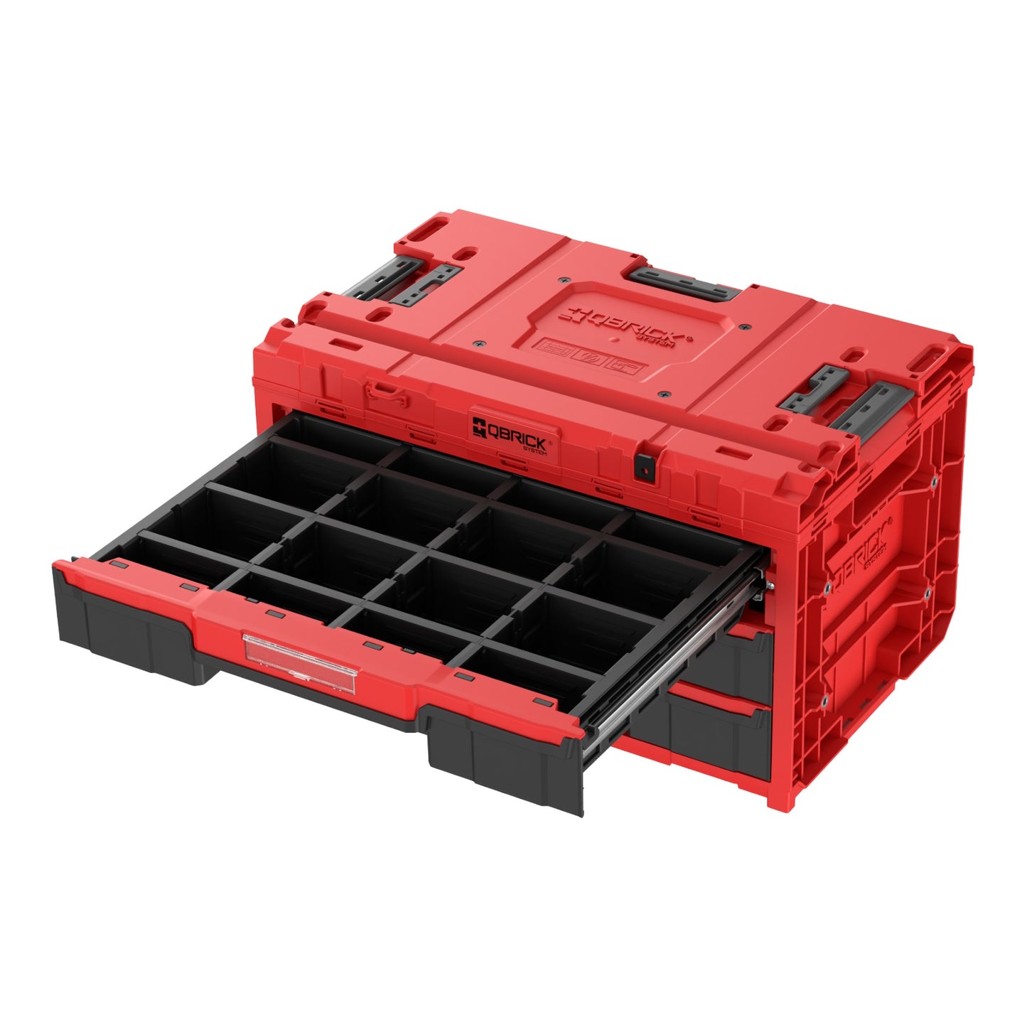 Qbrick System ONE Drawer 3 Toolbox 2.0 Rouge Boîte à outils Ultra HD 587 x 380 x 340 mm 27 l avec trois tiroirs