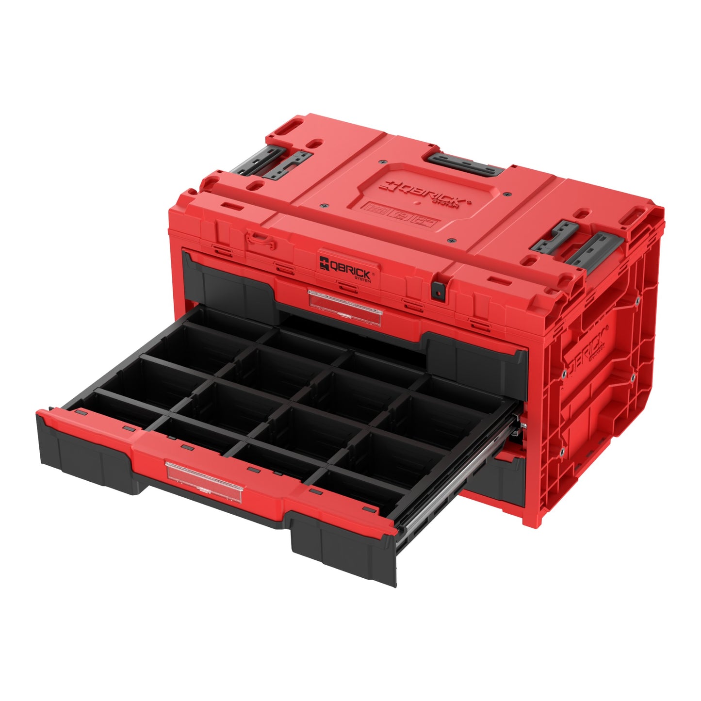 Qbrick System ONE Drawer 3 Toolbox 2.0 Rouge Boîte à outils Ultra HD 587 x 380 x 340 mm 27 l avec trois tiroirs