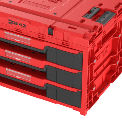 Qbrick System ONE Drawer 3 Toolbox 2.0 Rouge Boîte à outils Ultra HD 587 x 380 x 340 mm 27 l avec trois tiroirs