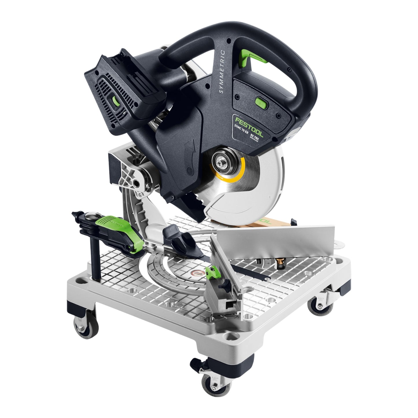 Festool SYMC 70 EB-Basic SYMMETRIC Akku Leistensäge 36 V ( 2 x 18 V ) 216 mm + 4x Akku 8,0 Ah + Doppelladegerät + Systainer