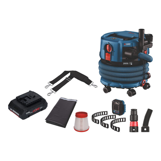 Aspirateur sans fil professionnel Bosch GAS 18V-12 MC BITURBO brushless + 1x batterie ProCore 4,0 Ah + accessoires - sans chargeur