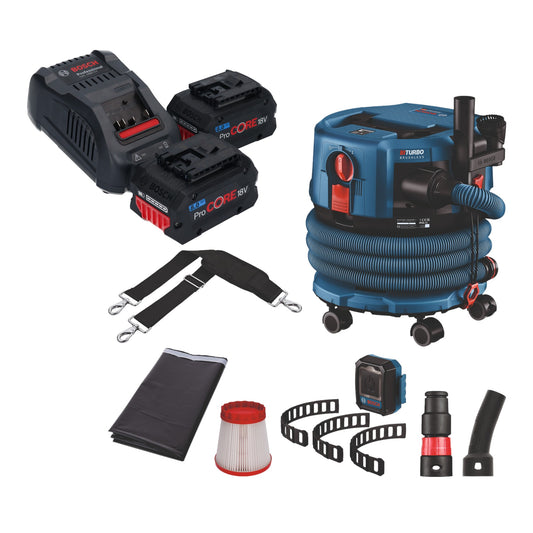 Aspirateur sans fil professionnel Bosch GAS 18V-12 MC BITURBO brushless + 2x batteries ProCore 8,0 Ah + chargeur rapide + accessoires