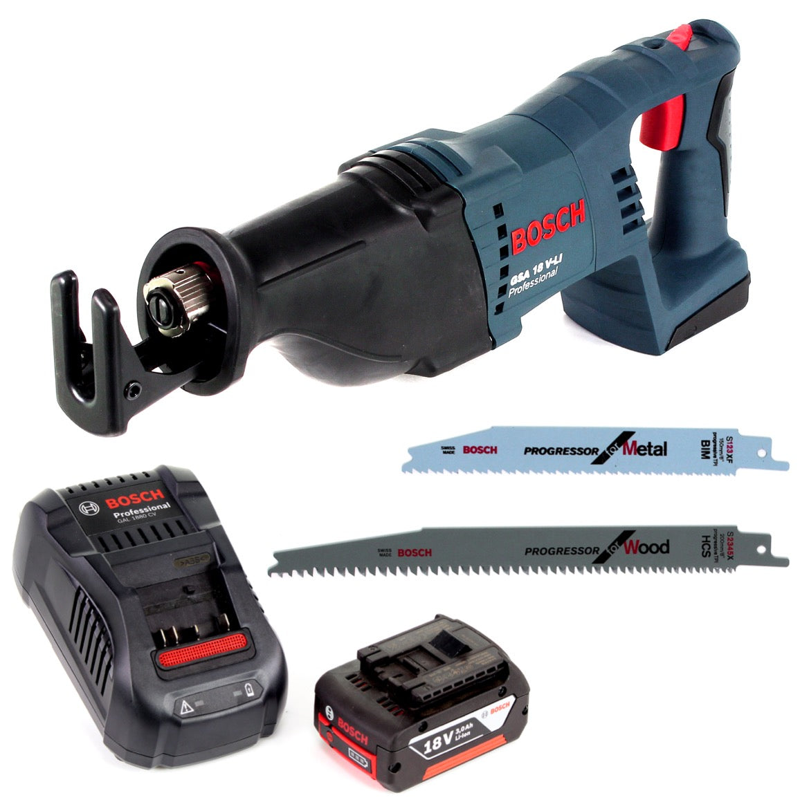 Bosch GSA 18V-Li N Akku Reciprosäge 18V Säbelsäge + 2x Sägeblatt + 1x 3,0 Ah Akku + Ladegerät - Toolbrothers