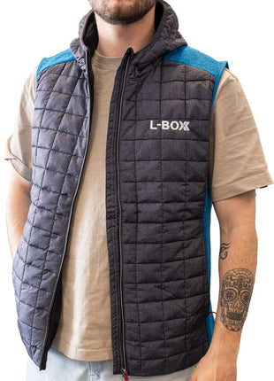 L-Boxx Herren Hybrid Strickfleece Gilet Weste - royal melange / anthracite melange Größe S