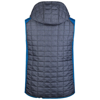 L-Boxx Herren Hybrid Strickfleece Gilet Weste - royal melange / anthracite melange Größe S