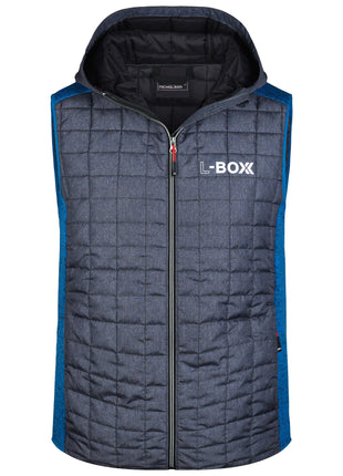 L-Boxx Herren Hybrid Strickfleece Gilet Weste - royal melange / anthracite melange Größe S