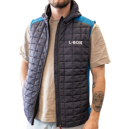 L-Boxx Herren Hybrid Strickfleece Gilet Weste - royal melange / anthracite melange Größe M