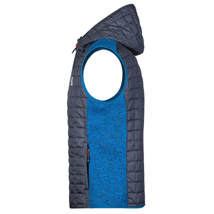 L-Boxx Herren Hybrid Strickfleece Gilet Weste - royal melange / anthracite melange Größe M