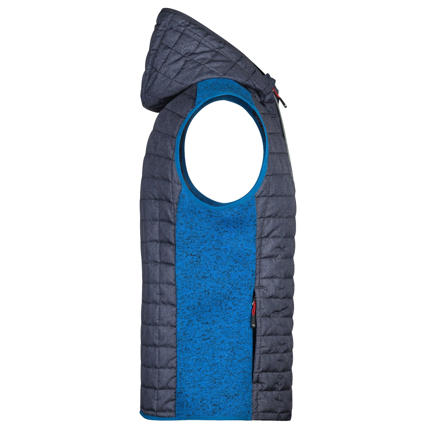 L-Boxx Herren Hybrid Strickfleece Gilet Weste - royal melange / anthracite melange Größe L