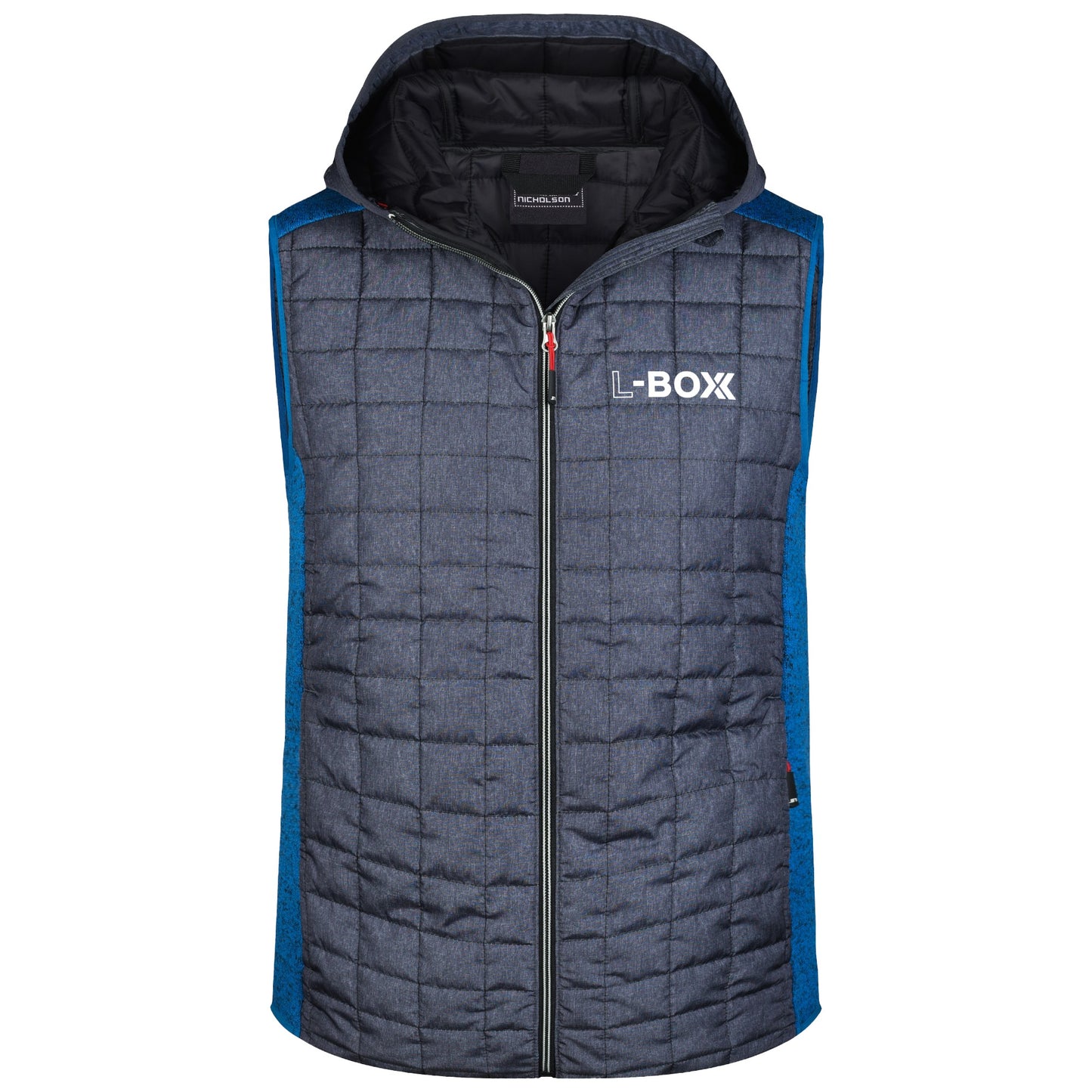 L-Boxx Herren Hybrid Strickfleece Gilet Weste - royal melange / anthracite melange Größe XL