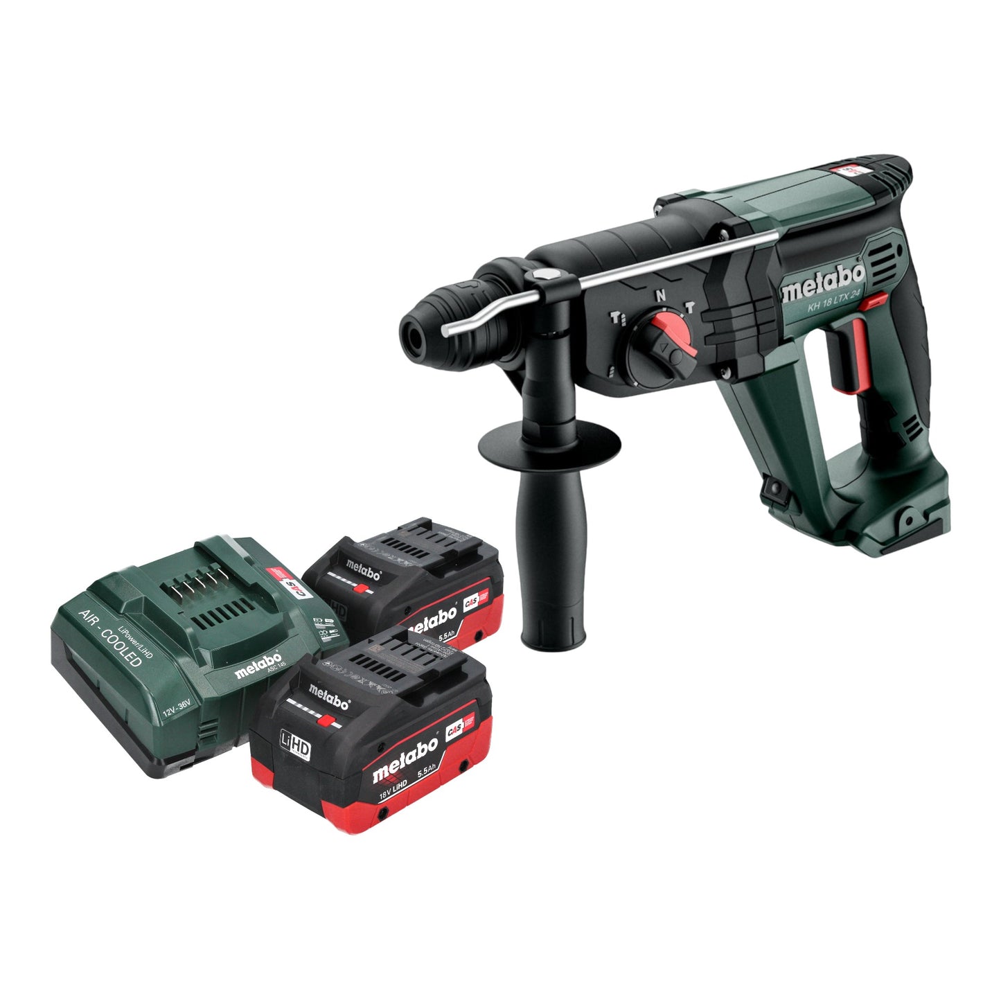 Marteau combiné à batterie Metabo KH 18 LTX 24 18 V 2,1 J SDS Plus + 2 batteries LiHD 5,5 Ah + chargeur