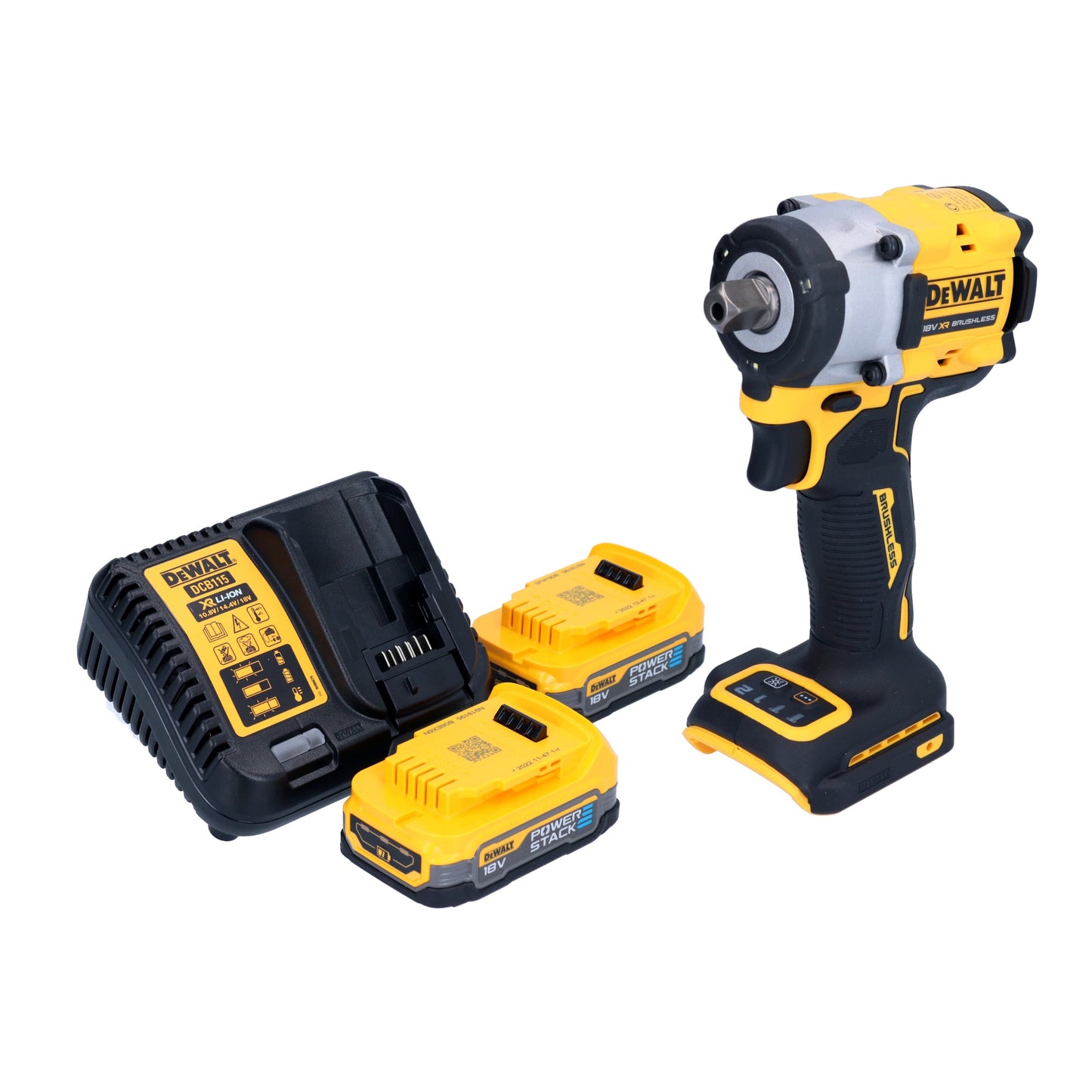 DeWalt DCF 922 E2 Akku Schlagschrauber 18 V 406 Nm 1/2" Brushless + 2x Powerstack Akku 1,7 Ah + Ladegerät