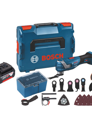 Bosch GOP 18V-34 Professional Battery Multi Cutter 18 V Starlock Plus + 1x batterie 5,0 Ah + 17 accessoires + L-Boxx - sans chargeur