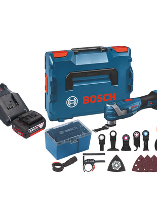 Bosch GOP 18V-34 Professional Battery Multi Cutter 18 V Starlock Plus + 1x batterie 5,0 Ah + chargeur + 17 accessoires + L-Boxx