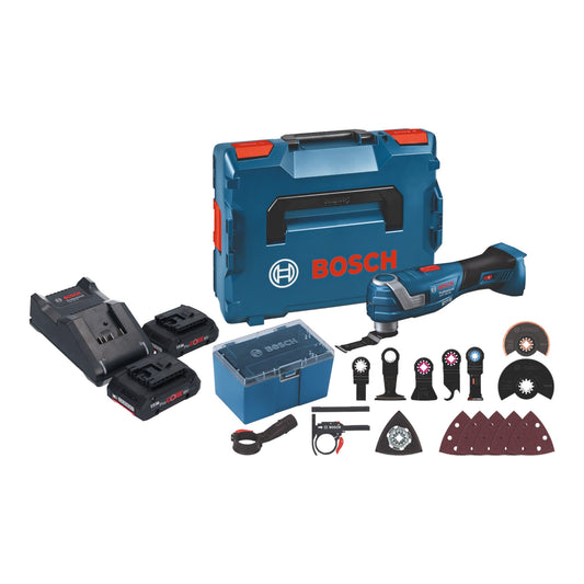 Bosch GOP 18V-34 Professional Batterie Multi Cutter 18 V Starlock Plus + 2x batteries ProCore 4,0 Ah + chargeur + 17 accessoires + L-Boxx