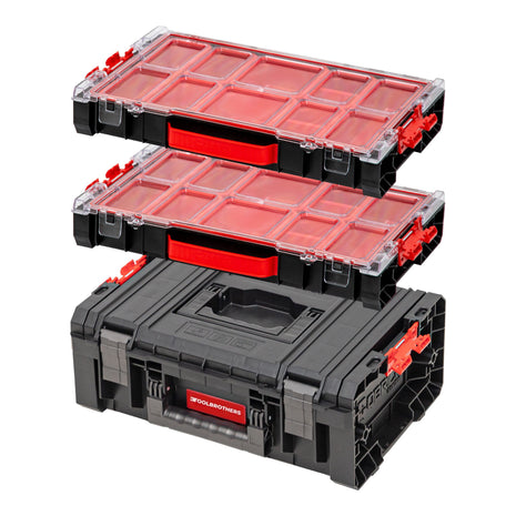 Toolbrothers RHINO Werkzeugkasten Set RHINO L Werkzeugkoffer ECO Basic 450 x 332 x 171 mm 12 l IP54 + 2x RHINO L Organizer ECO Höhe M Boxen 452 x 296 x 79 mm 5 l stapelbar IP54