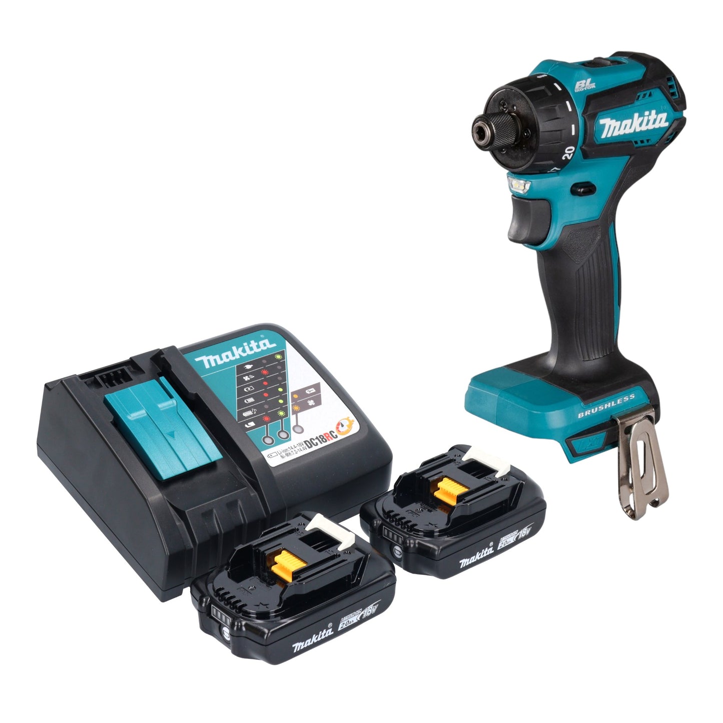 Makita DDF 083 RA perceuse-visseuse sans fil 18 V 40 Nm 1/4'' brushless + 2x batteries 2,0 Ah + chargeur