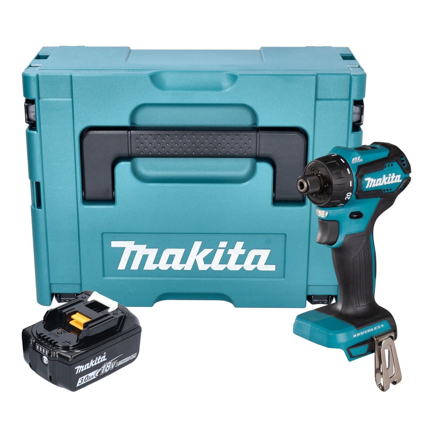 Makita DDF 083 F1J perceuse-visseuse sans fil 18 V 40 Nm 1/4'' brushless + 1x batterie 3,0 Ah + Makpac - sans chargeur