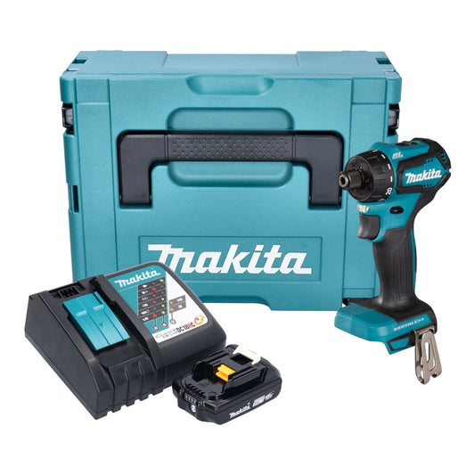 Makita DDF 083 RA1J perceuse-visseuse sans fil 18 V 40 Nm 1/4'' brushless + 1x batterie 2,0 Ah + chargeur + Makpac