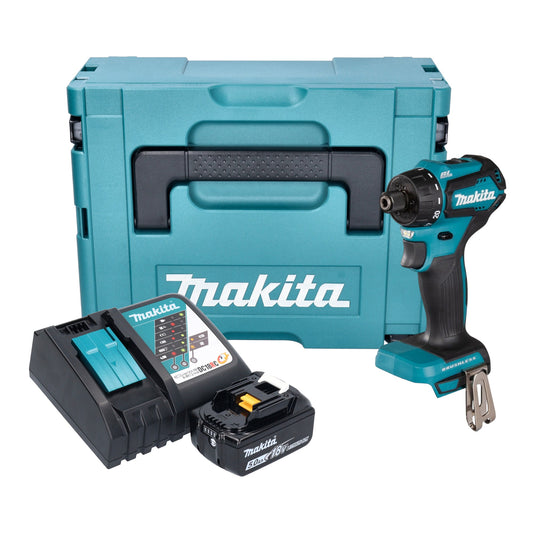 Makita DDF 083 RT1J perceuse-visseuse sans fil 18 V 40 Nm 1/4'' brushless + 1x batterie 5,0 Ah + chargeur + Makpac