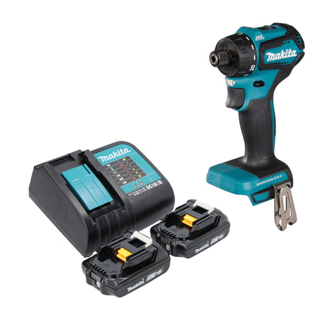 Makita DDF 083 SA taladro atornillador inalámbrico 18 V 40 Nm 1/4'' sin escobillas + 2x baterías 2,0 Ah + cargador