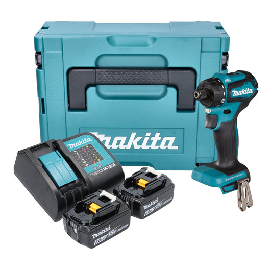 Makita DDF 083 STJ Akku Bohrschrauber 18 V 40 Nm 1/4'' Brushless + 2x Akku 5,0 Ah + Ladegerät + Makpac