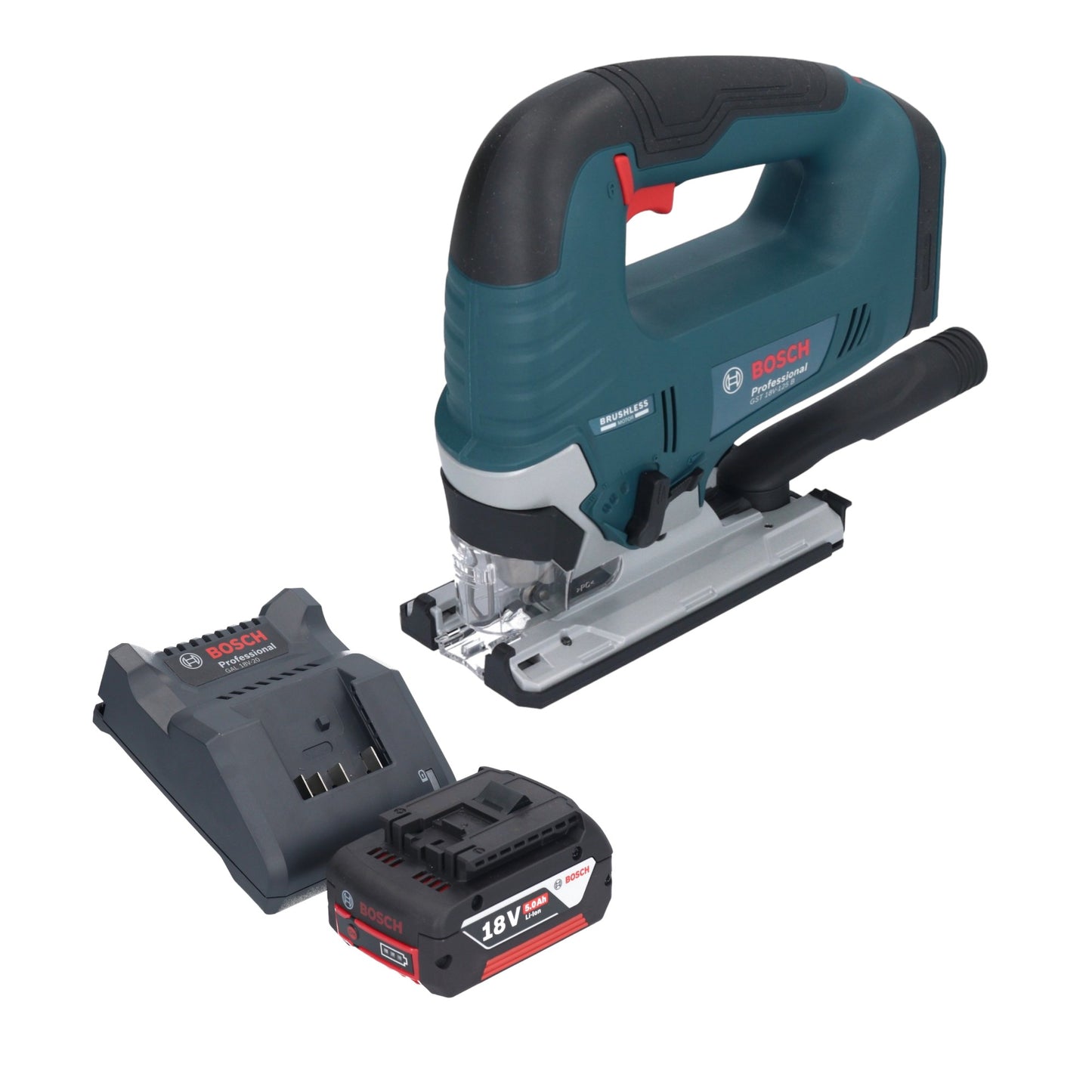 Bosch GST 18V-125 B Scie sauteuse professionnelle sans fil 18 V 125 mm sans balais + 1x batterie 5,0 Ah + chargeur