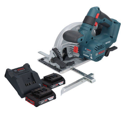 Bosch GKS 18V-57-2 Scie circulaire sans fil professionnelle 18 V 165 mm sans balais + 2 batteries 2,0 Ah + chargeur