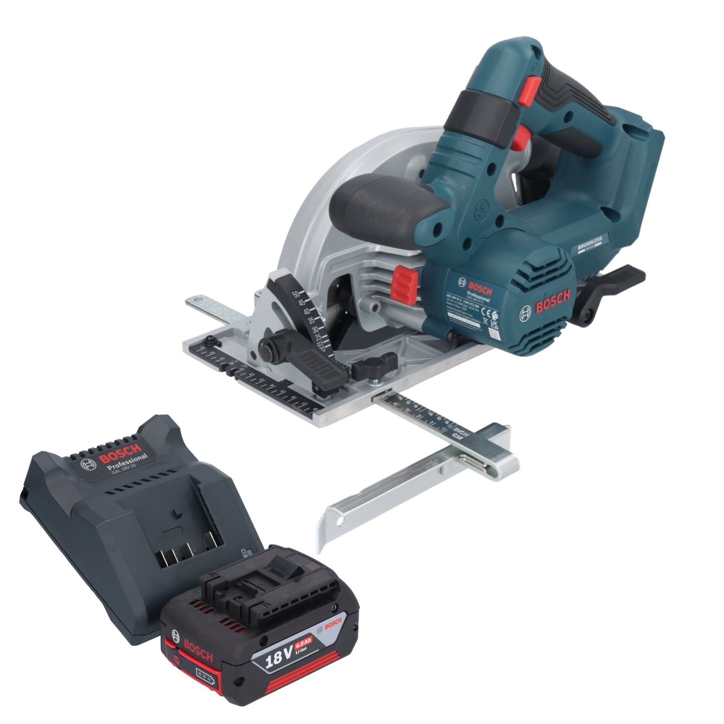 Bosch GKS 18V-57-2 Scie circulaire sans fil professionnelle 18 V 165 mm sans balai + 1x batterie 4,0 Ah + chargeur