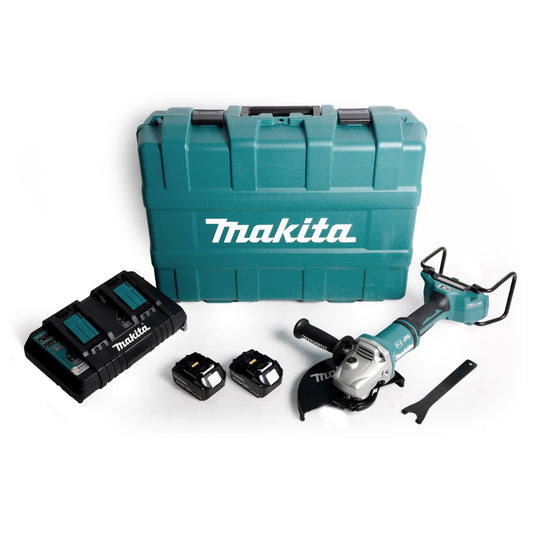 Makita DGA 901 PM4KU2 Akku Winkelschleifer 36V ( 2x18V ) 230mm Brushless + 2x Akku 4,0Ah + Doppelladegerät + Ezynut + Koffer - Toolbrothers