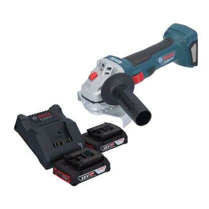 Meuleuse d'angle sans fil Bosch GWS 18V-7 Professional 18 V 125 mm sans balais + 2 batteries 2,0 Ah + chargeur