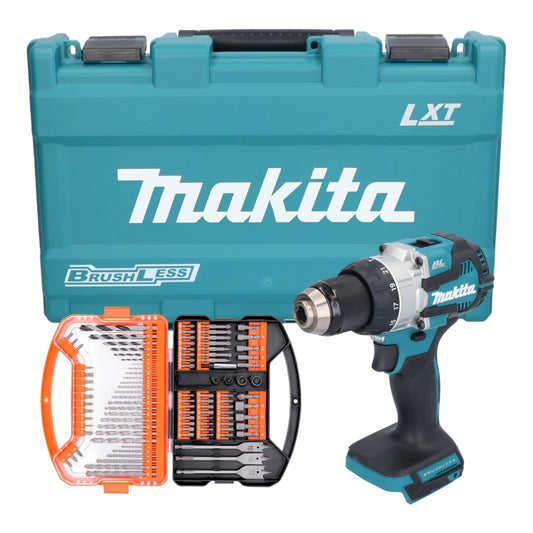 Perceuse à percussion sans fil Makita DHP 489 (18 V 73 Nm sans balais) avec coffret + embout WellCut 101 pièces et jeu de forets