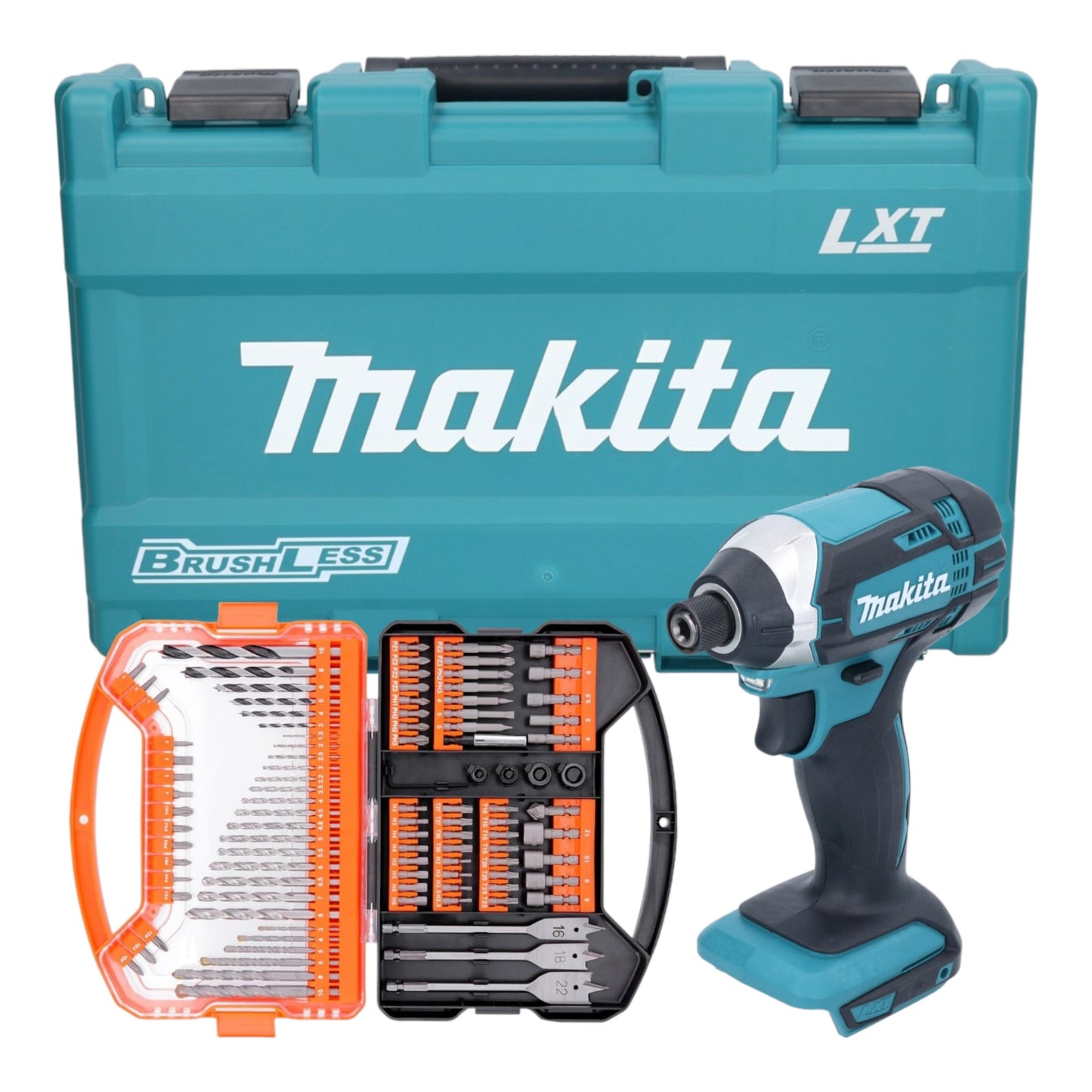 Makita DTD 152 Z Akku Schlagschrauber ( 18 V 165 Nm 1/4" ) inkl. Koffer + WellCut 101 tlg. Bit- und Bohrer Set