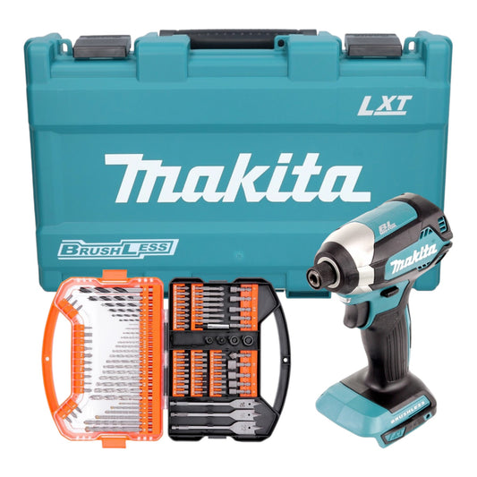 Makita DTD 153 Z Akku Schlagschrauber ( 18 V 170 Nm 1/4" Brushless ) inkl. Koffer + WellCut 101 tlg. Bit- und Bohrer Set